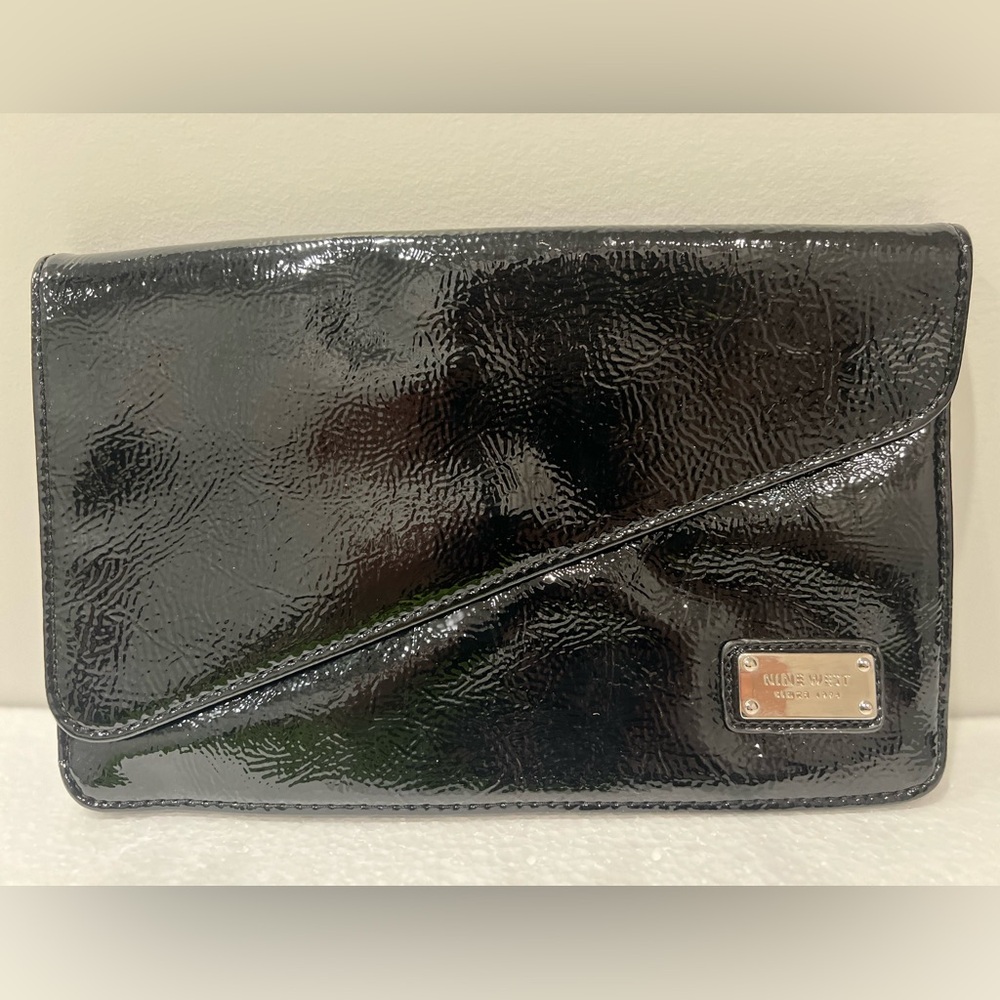 Nine West Patent Leather Black Envelope Clutch
